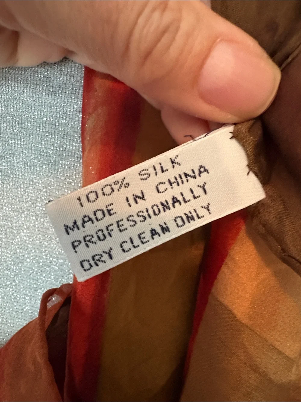 100% Silk Casual Corner Sheer Diagonal Striped Scarf in Red Gold and Brown Tones